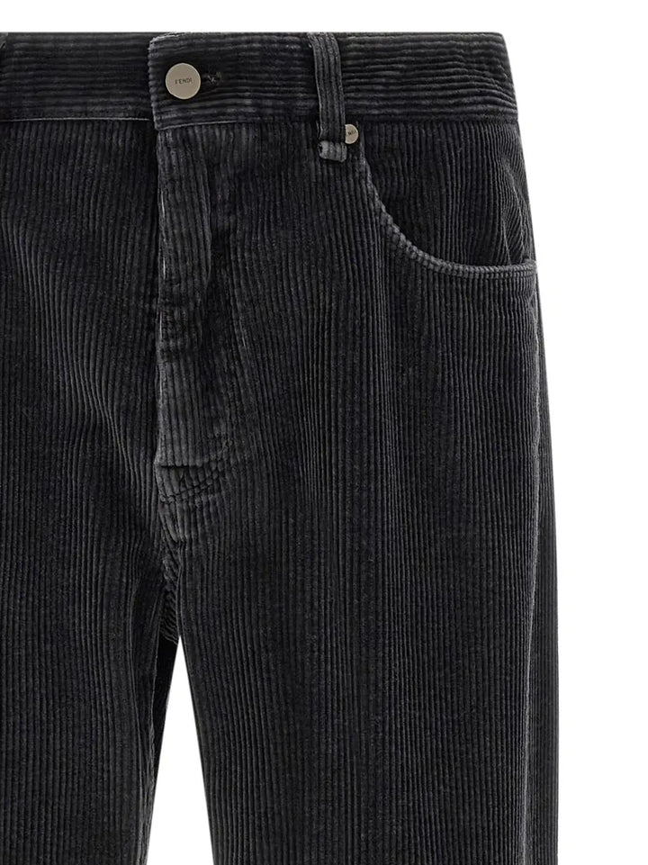 Fendi Gray Cotton Casual Pants