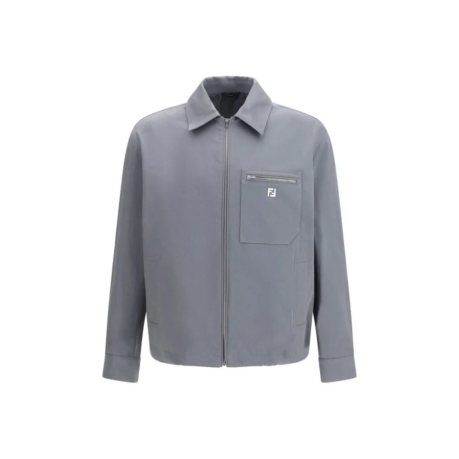 Fendi Gray Cotton Shell Jacket