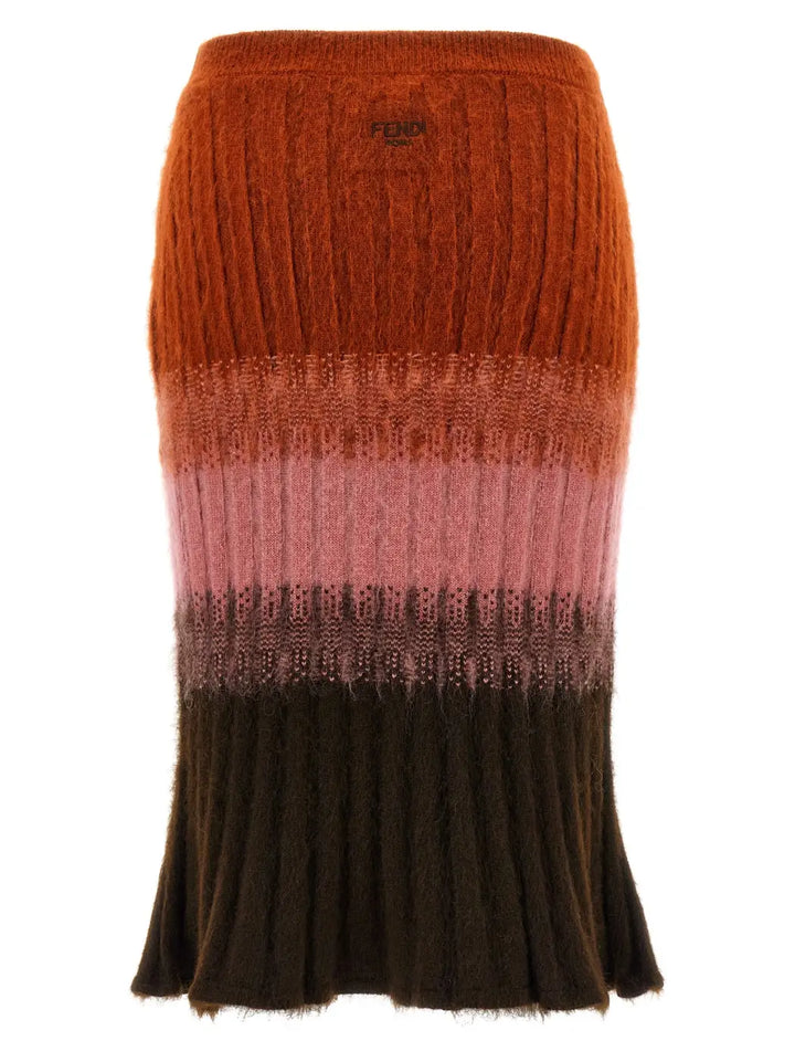 Fendi Multicolor Wool Midi Skirt