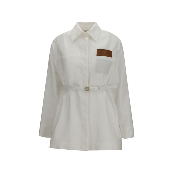 Fendi Coats & Jackets - White Linen Full-Length Jacket