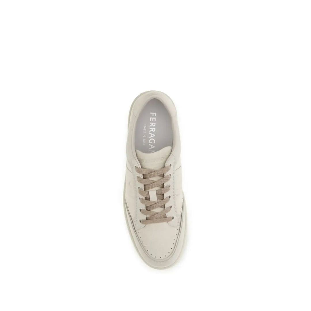 Ferragamo Beige Nubuc Leather Low Top Sneakers