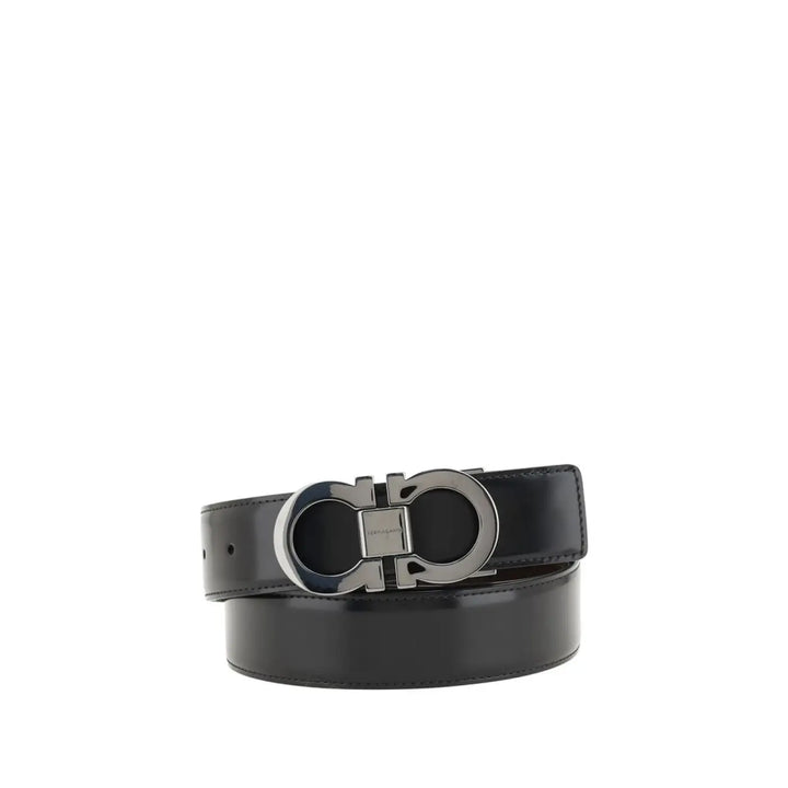 Ferragamo Black Calf Leather Bos Taurus Belt