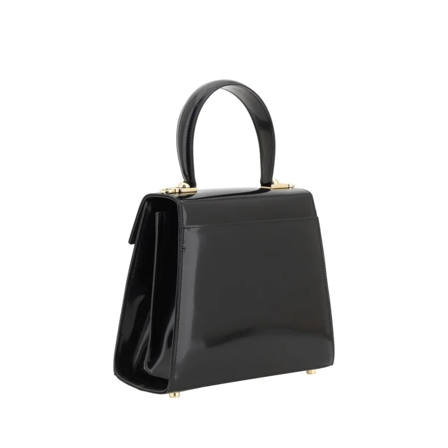 Ferragamo Black Calf Leather Bos Taurus Handbag