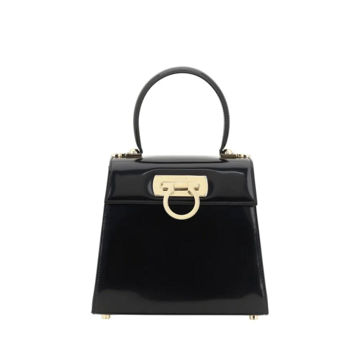 Ferragamo Black Calf Leather Bos Taurus Handbag