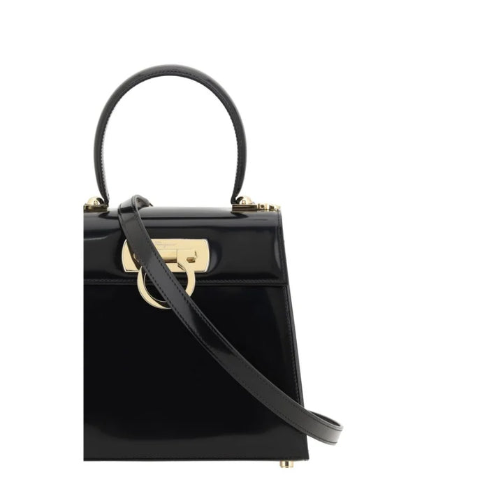 Ferragamo Black Calf Leather Bos Taurus Handbag