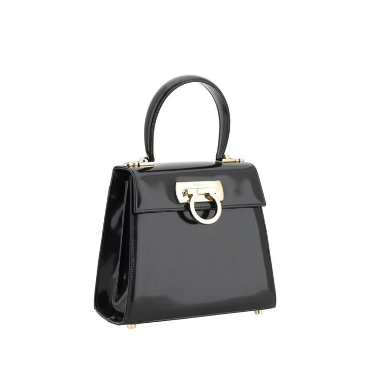 Ferragamo Black Calf Leather Bos Taurus Handbag
