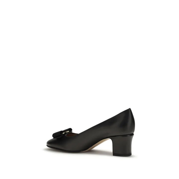 Ferragamo Black Calf Leather Bos Taurus High Heel Pumps