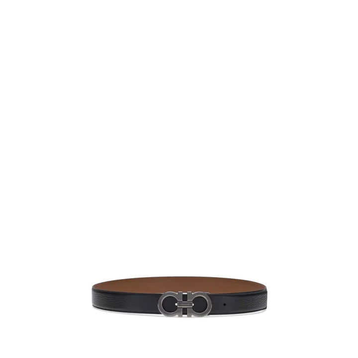 Ferragamo Black Calf Leather Bos Taurus Regular Belt