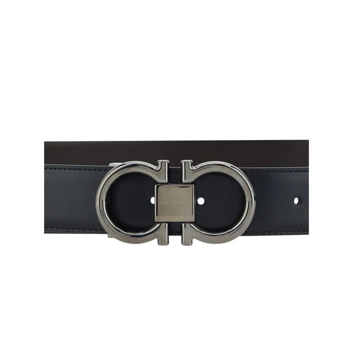 Ferragamo Black Calf Leather Bos Taurus Regular Belt