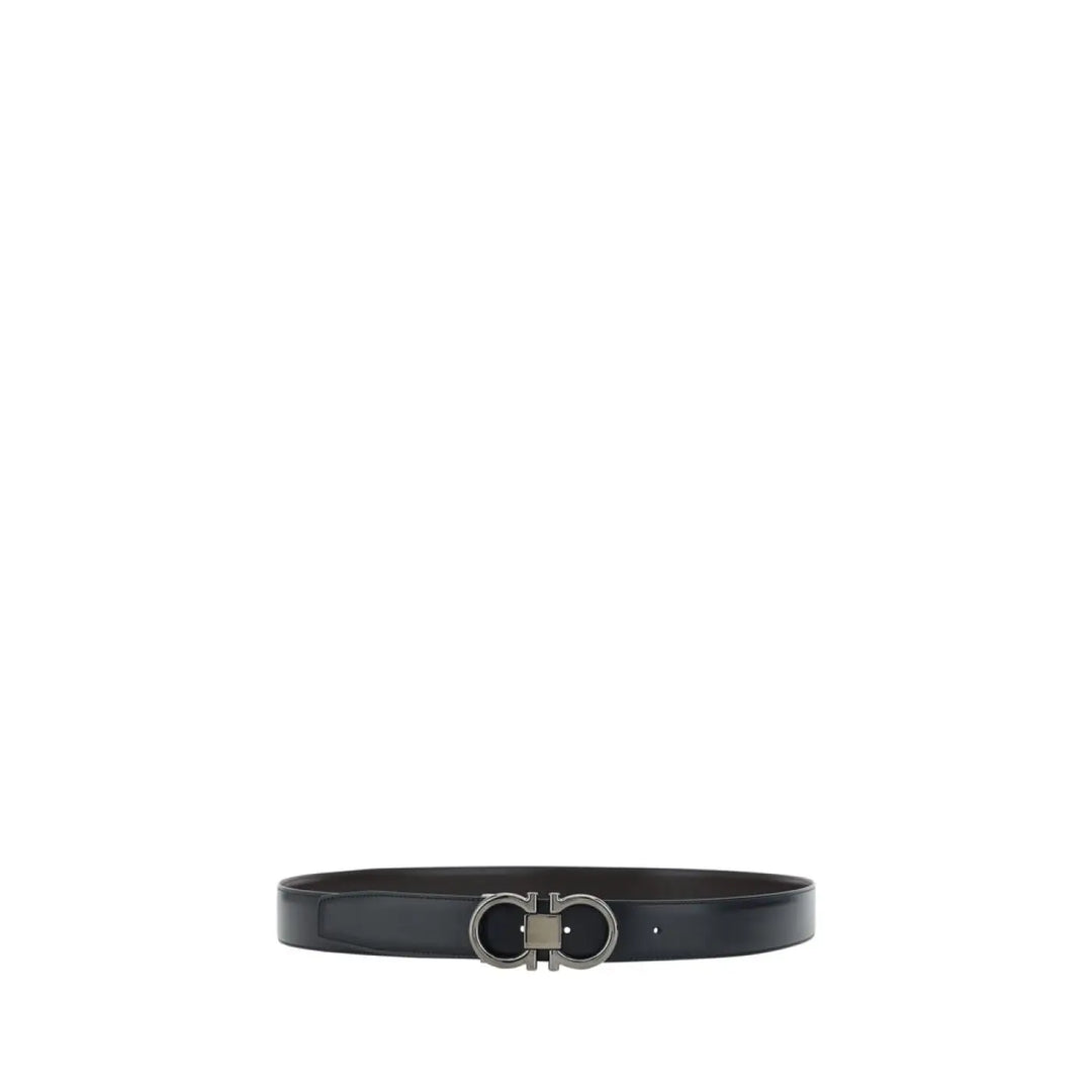 Ferragamo Black Calf Leather Bos Taurus Regular Belt