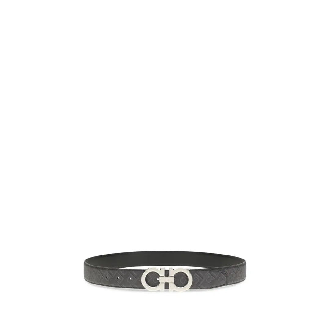 Ferragamo Black Calf Leather Bos Taurus Regular Belt