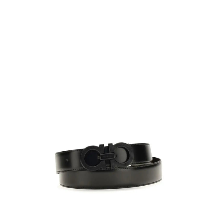 Ferragamo Black Calf Leather Bos Taurus Regular Belt