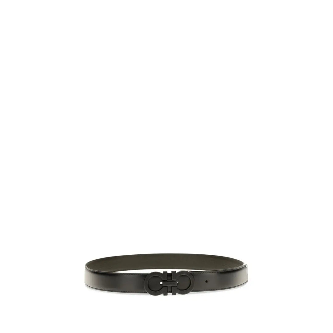 Ferragamo Black Calf Leather Bos Taurus Regular Belt