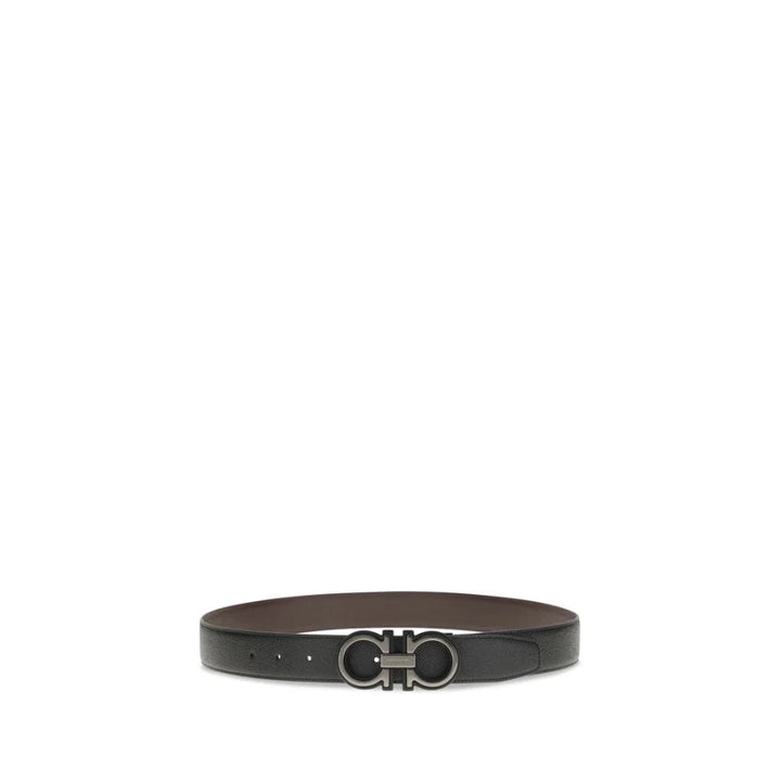Ferragamo Black Calf Leather Bos Taurus Regular Belt