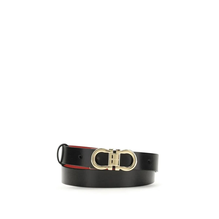 Ferragamo Black Calf Leather Bos Taurus Regular Belt