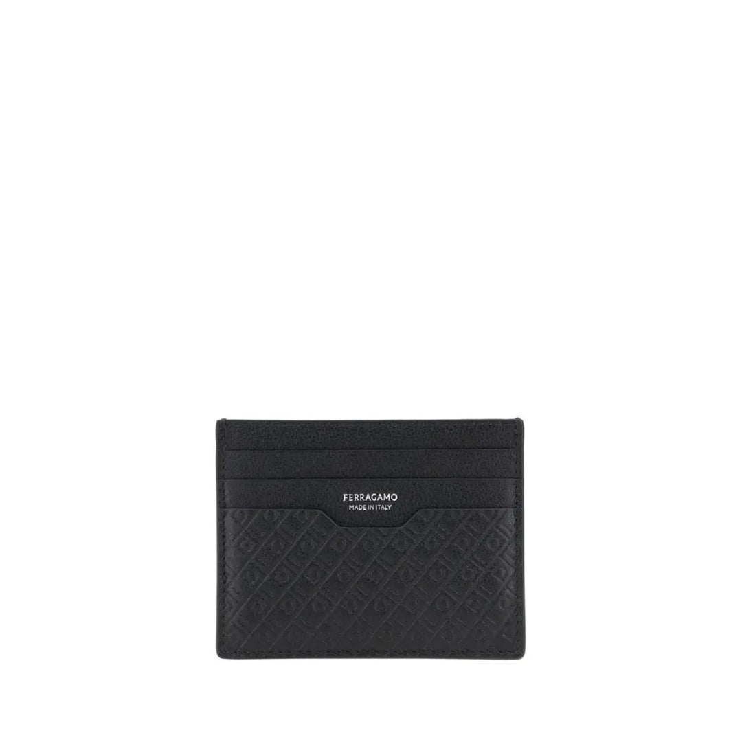 Ferragamo Black Calf Leather Bos Taurus Wallet