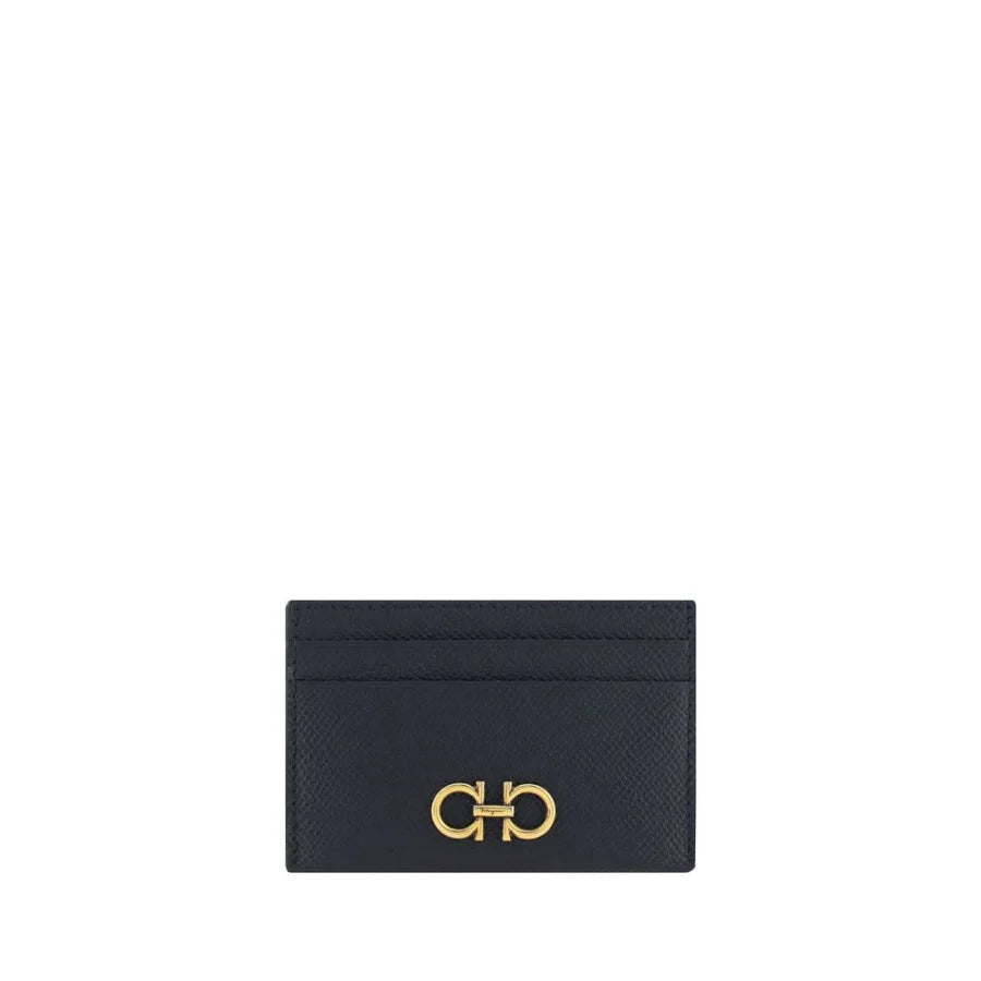 Ferragamo Black Calf Leather Bos Taurus Wallet