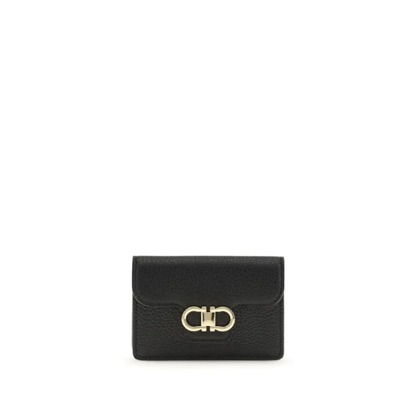 Ferragamo Black Calf Leather Bos Taurus Wallet