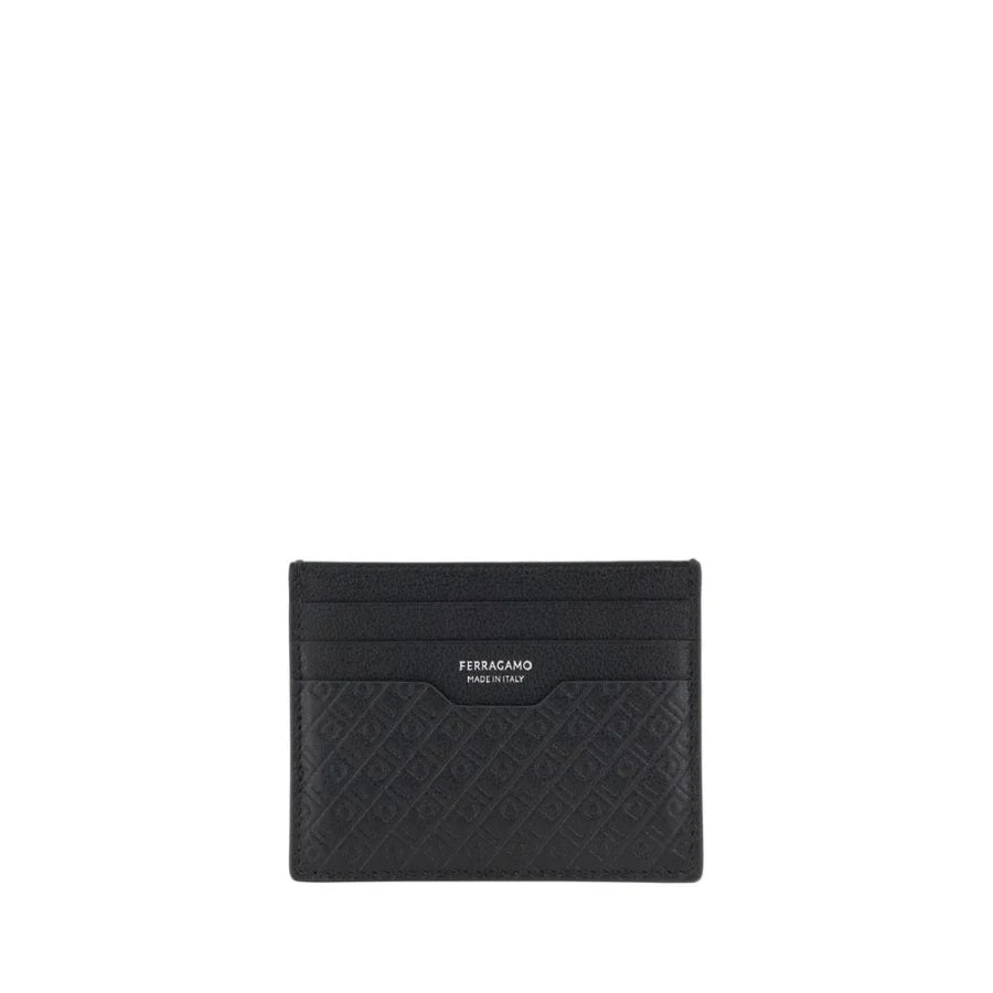 Ferragamo Black Calf Leather Bos Taurus Wallet