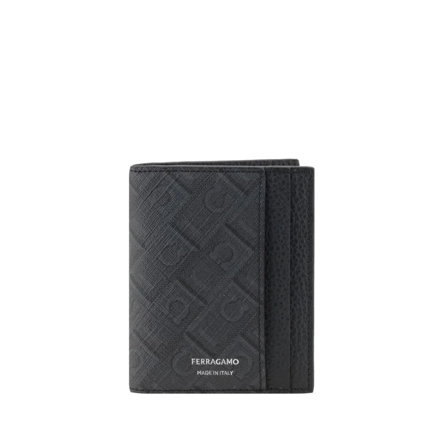 Ferragamo Black Calf Leather Bos Taurus Wallet