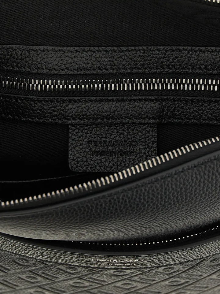 Ferragamo Black Calfskin Crossbody Bag