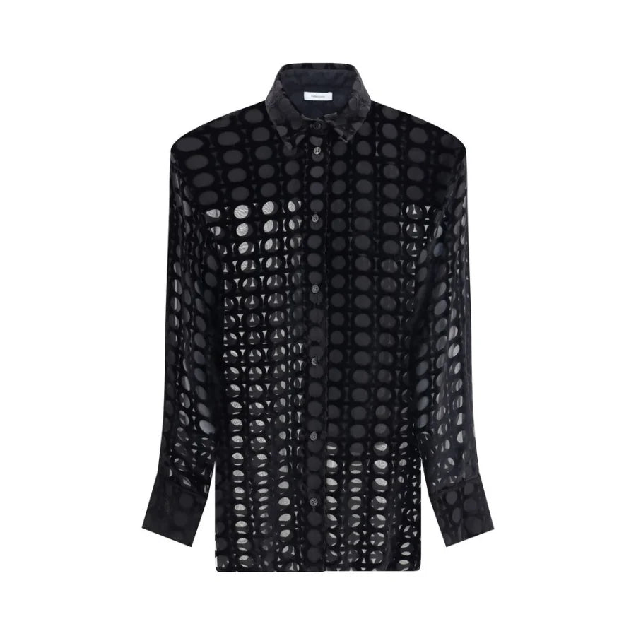 Ferragamo Black Silk Pattern Shirt