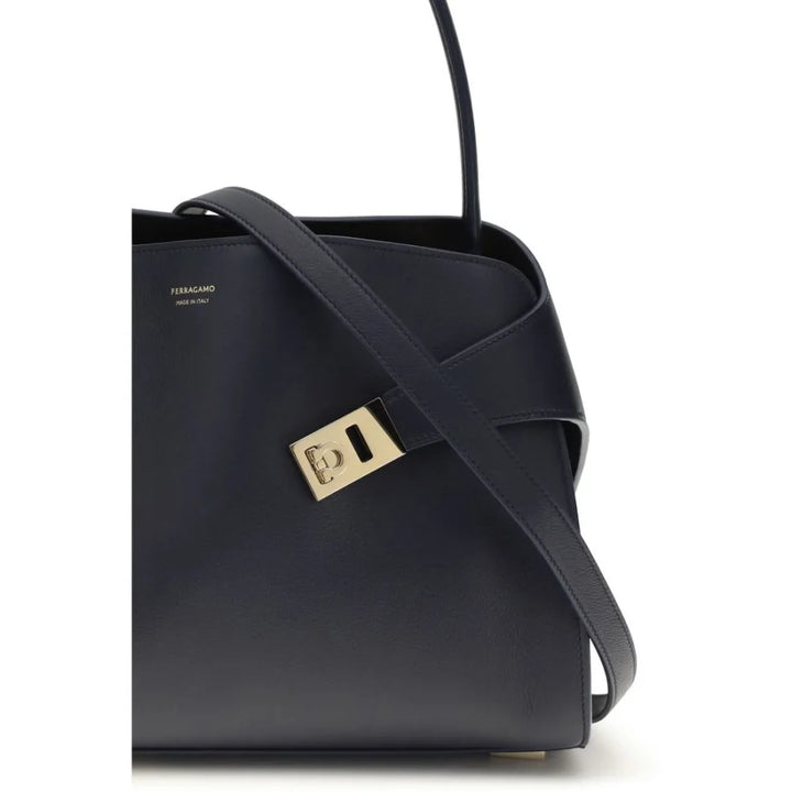 Ferragamo Blue Calf Leather Bos Taurus Shoulder Bag