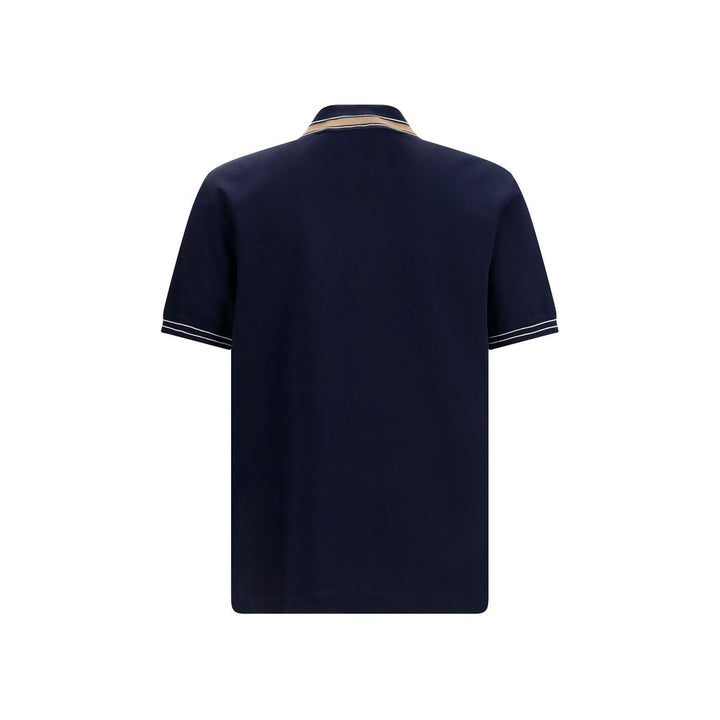 Ferragamo Blue Cotton Polo Shirt