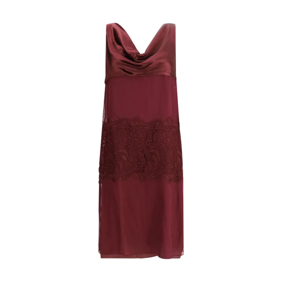 Ferragamo Bordeaux Silk Cocktail Dress
