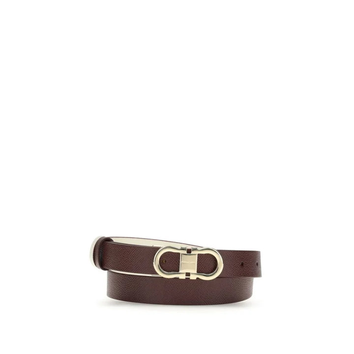 Ferragamo Brown Calf Leather Bos Taurus Thin Belt