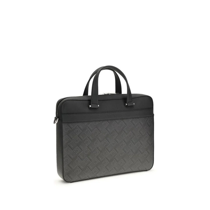 Ferragamo Gray Calf Leather Bos Taurus Briefcase