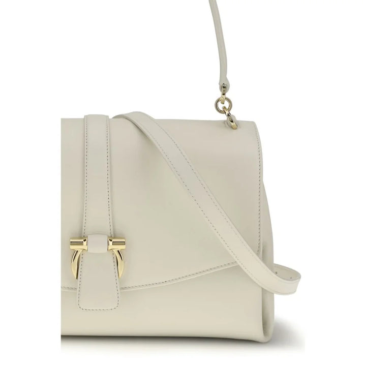 Ferragamo White Calf Leather Bos Taurus Shoulder Bag