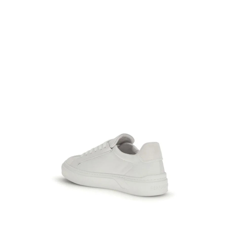 Ferragamo White Calf Leather Bos Taurus Sneakers