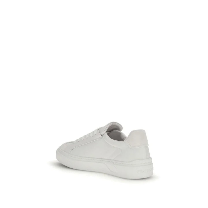 Ferragamo White Calf Leather Bos Taurus Sneakers