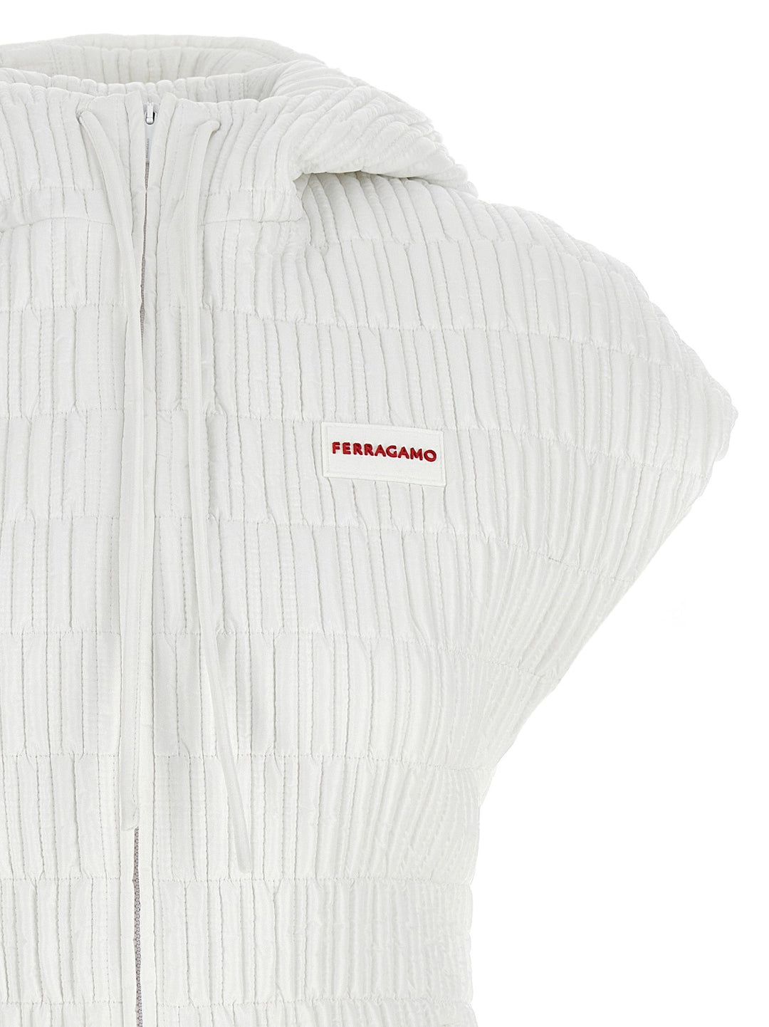 Ferragamo White Polyamide Sleeveless Jacket