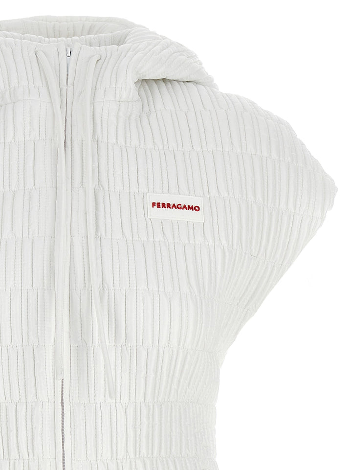 Ferragamo White Polyamide Sleeveless Jacket
