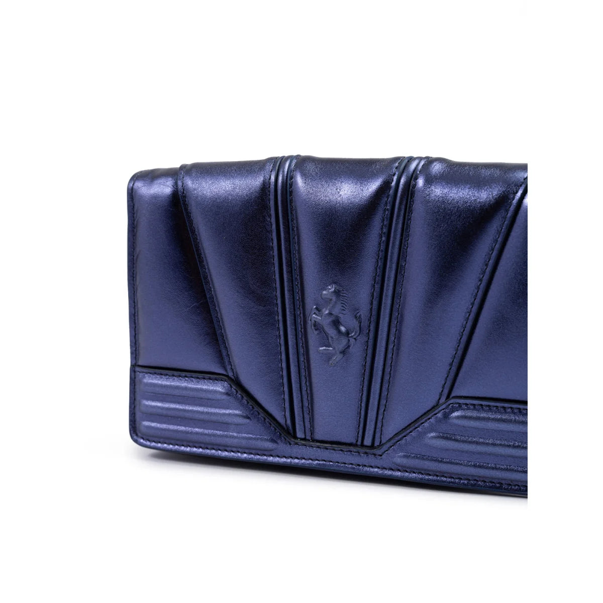 Ferrari Blue Patent Leather Bag Italian Dream with Chain and Card Slots