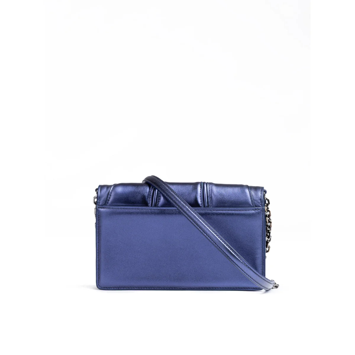 Ferrari Blue Patent Leather Bag Italian Dream with Chain and Card Slots