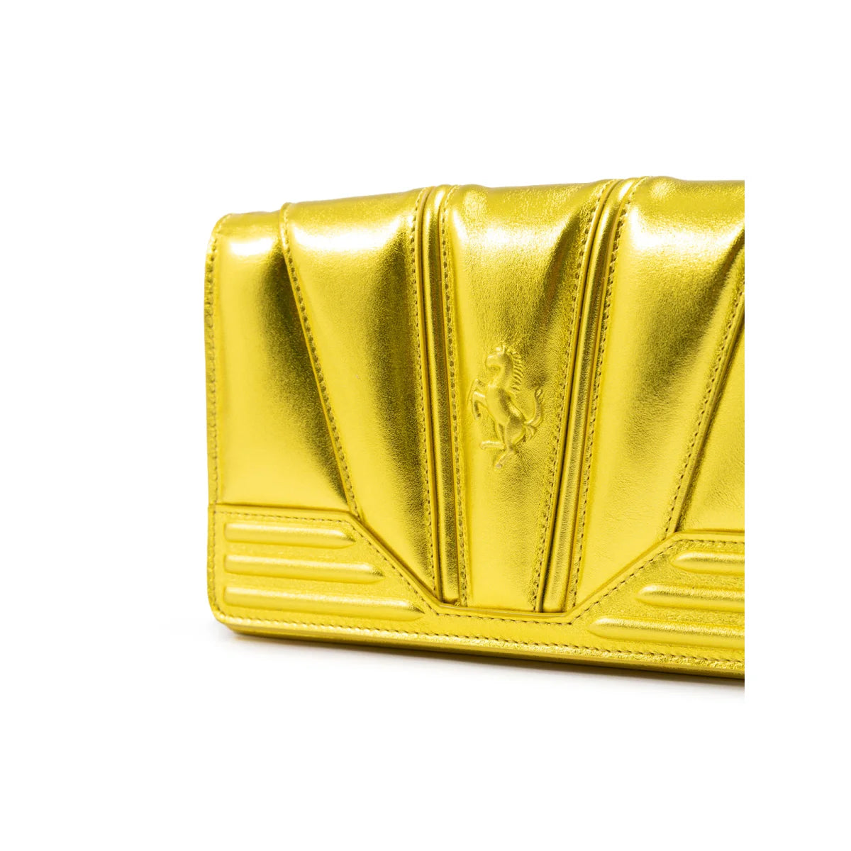 Ferrari Metal Yellow Patent Leather Bag with Italian Chain Strap