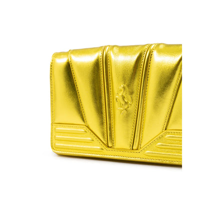 Ferrari Metal Yellow Patent Leather Bag with Italian Chain Strap