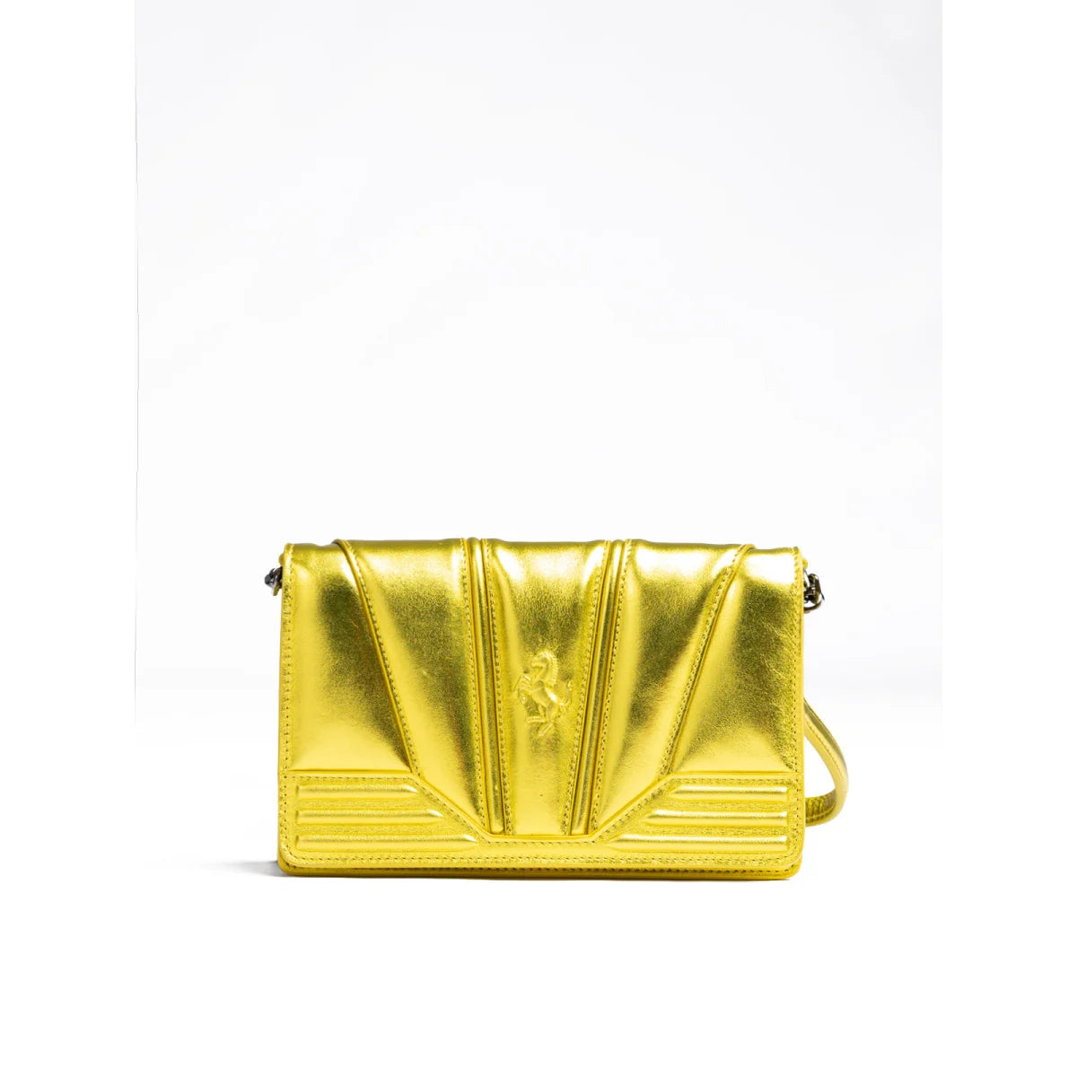 Ferrari Metal Yellow Patent Leather Bag with Italian Chain Strap