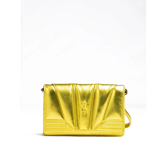 Ferrari Metal Yellow Patent Leather Bag with Italian Chain Strap
