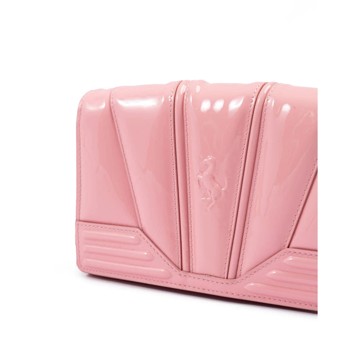 Ferrari Pink GT Patent Leather Bag with Chain Made in Italy