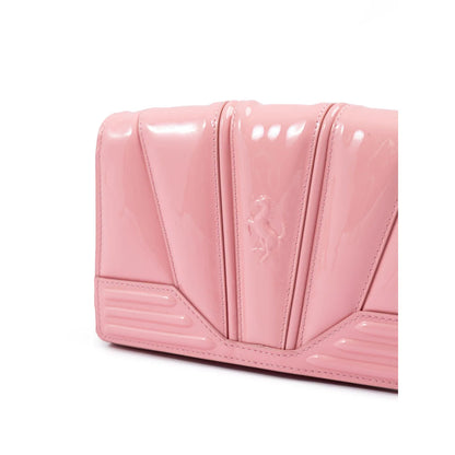 Ferrari Pink GT Patent Leather Bag with Chain Made in Italy