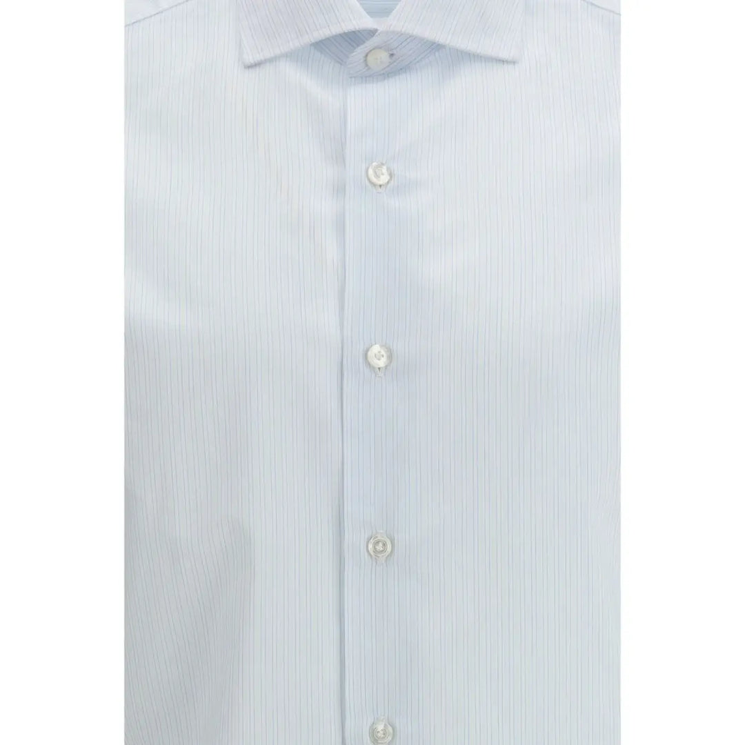 Finamore Blue Cotton Pattern Shirt