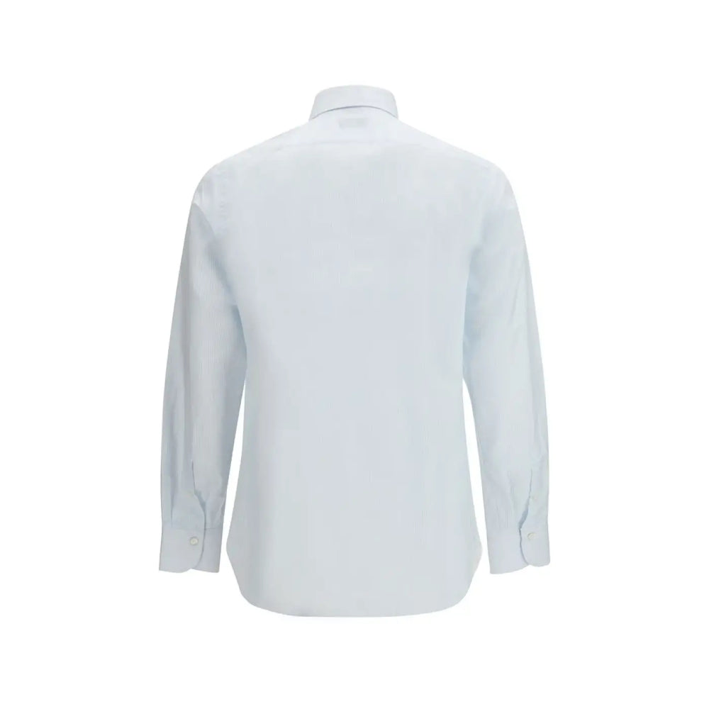 Finamore Blue Cotton Pattern Shirt