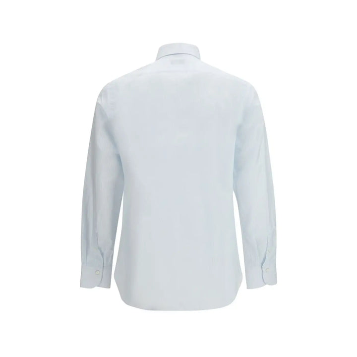 Finamore Blue Cotton Pattern Shirt