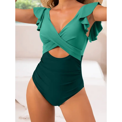 Flirty Flounce Sleeve Cutout Swimwear! Trendsi