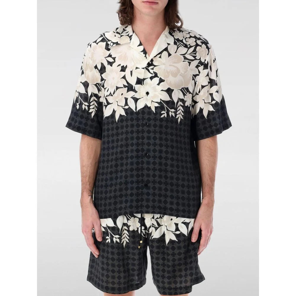 Floral Print Design Shirt with Camp Collar and Short Sleeves Amiri