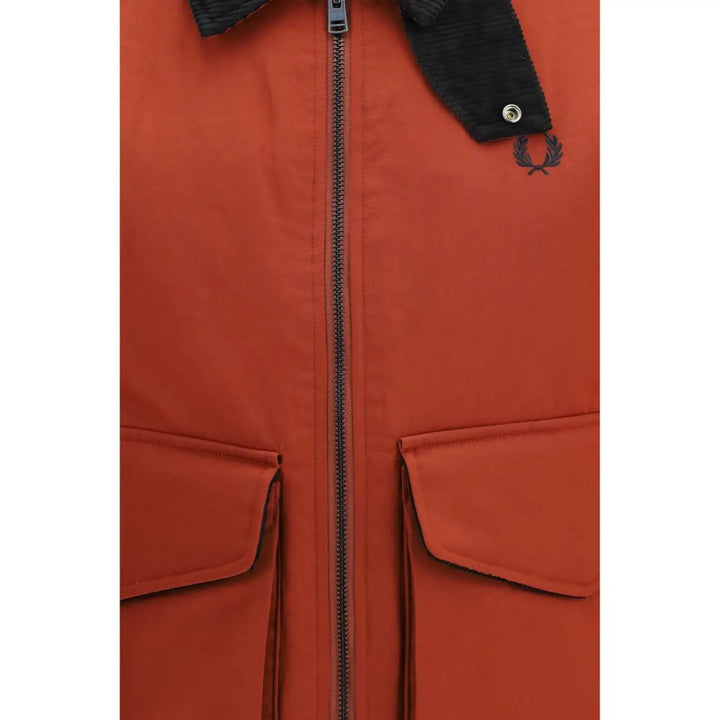 Fred Perry Red Recycled Polyamide Full-length Jacket